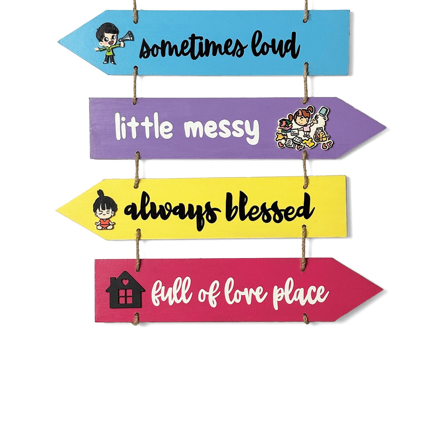 This Is Our Happy Place Hand-Painted Wooden Arrow Plank Wall Hanging - Design 2