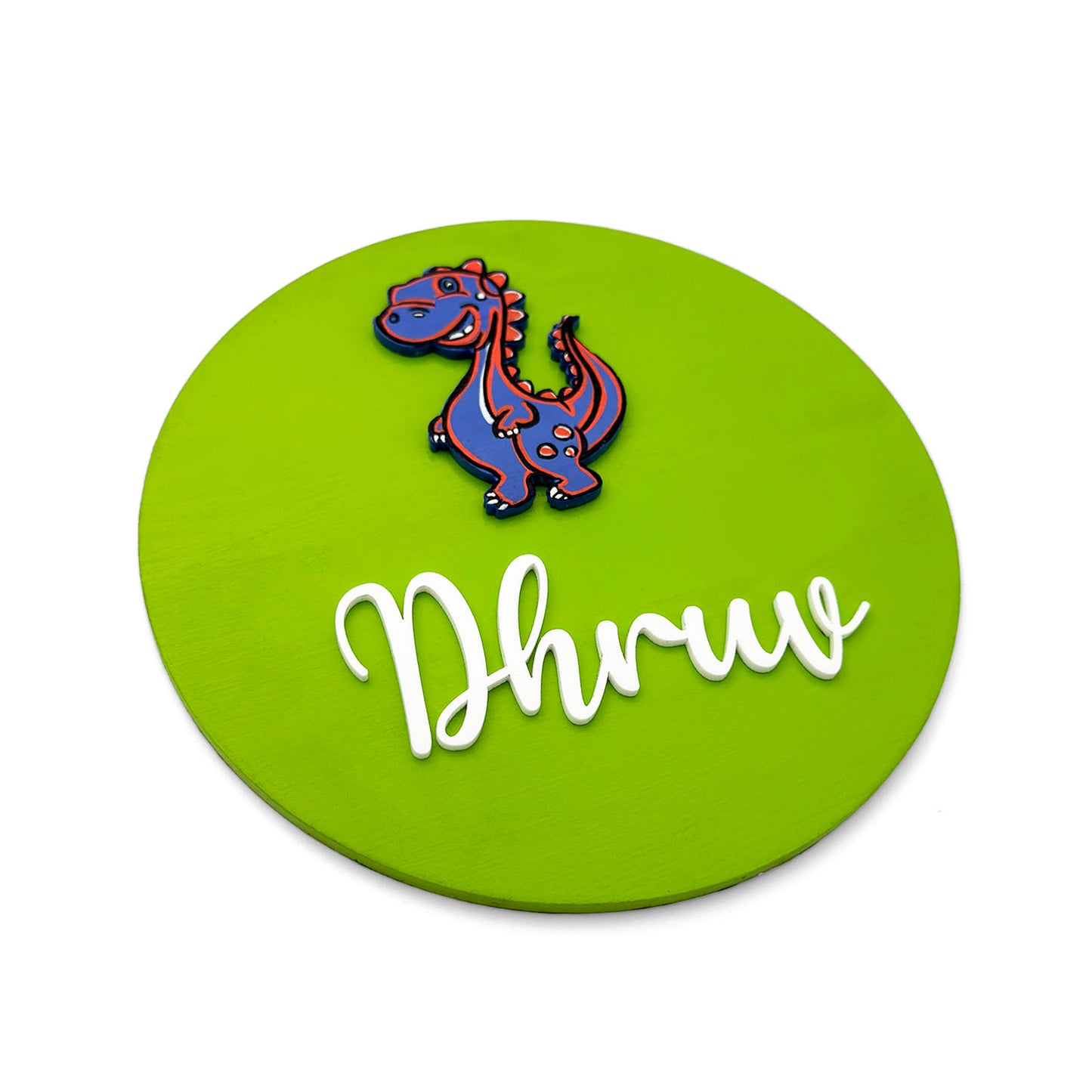 Dinosaur Themed Hand-Painted Wooden Mini Kids Name Plate