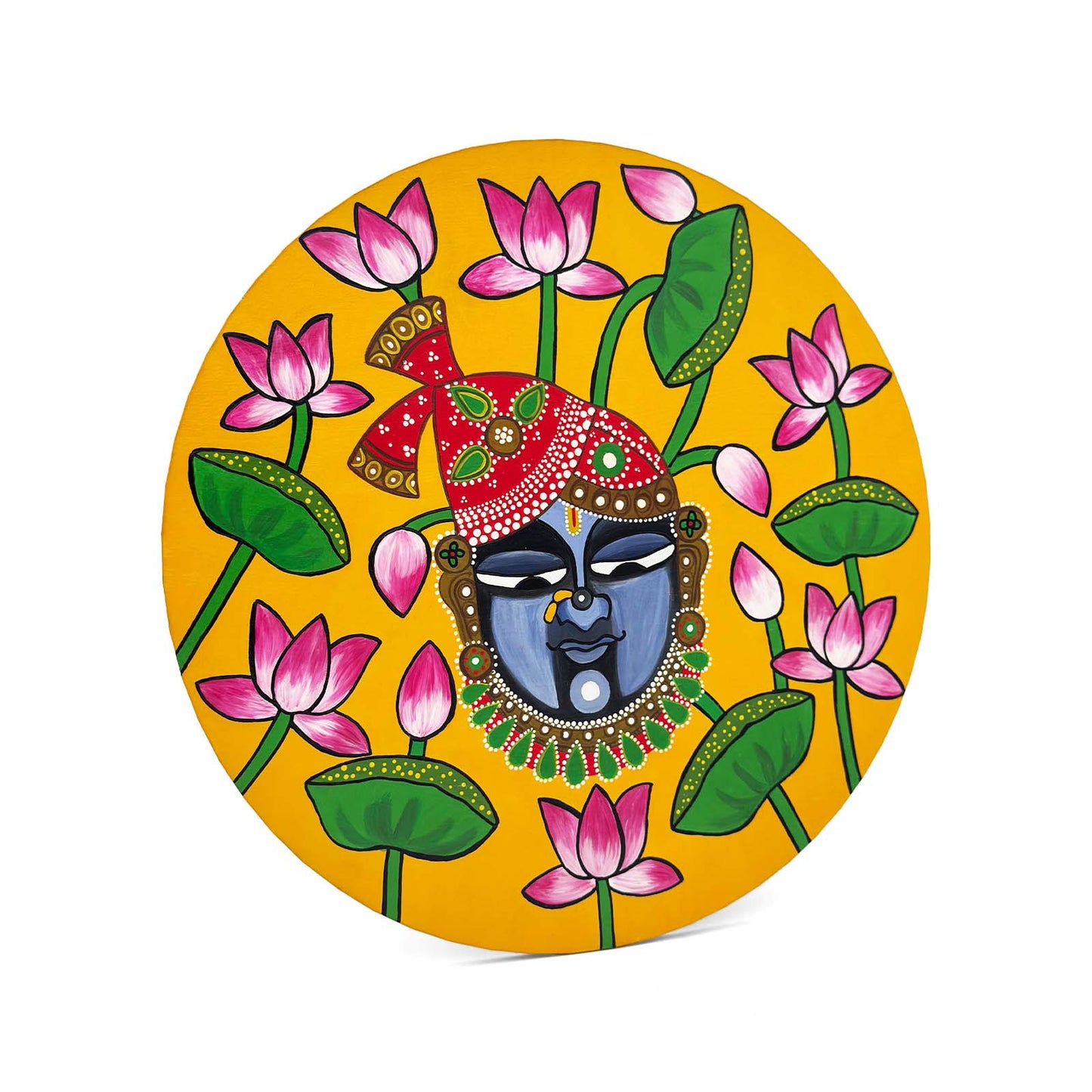 Shreenath Ji Hand-Painted Wooden Wall Hanging