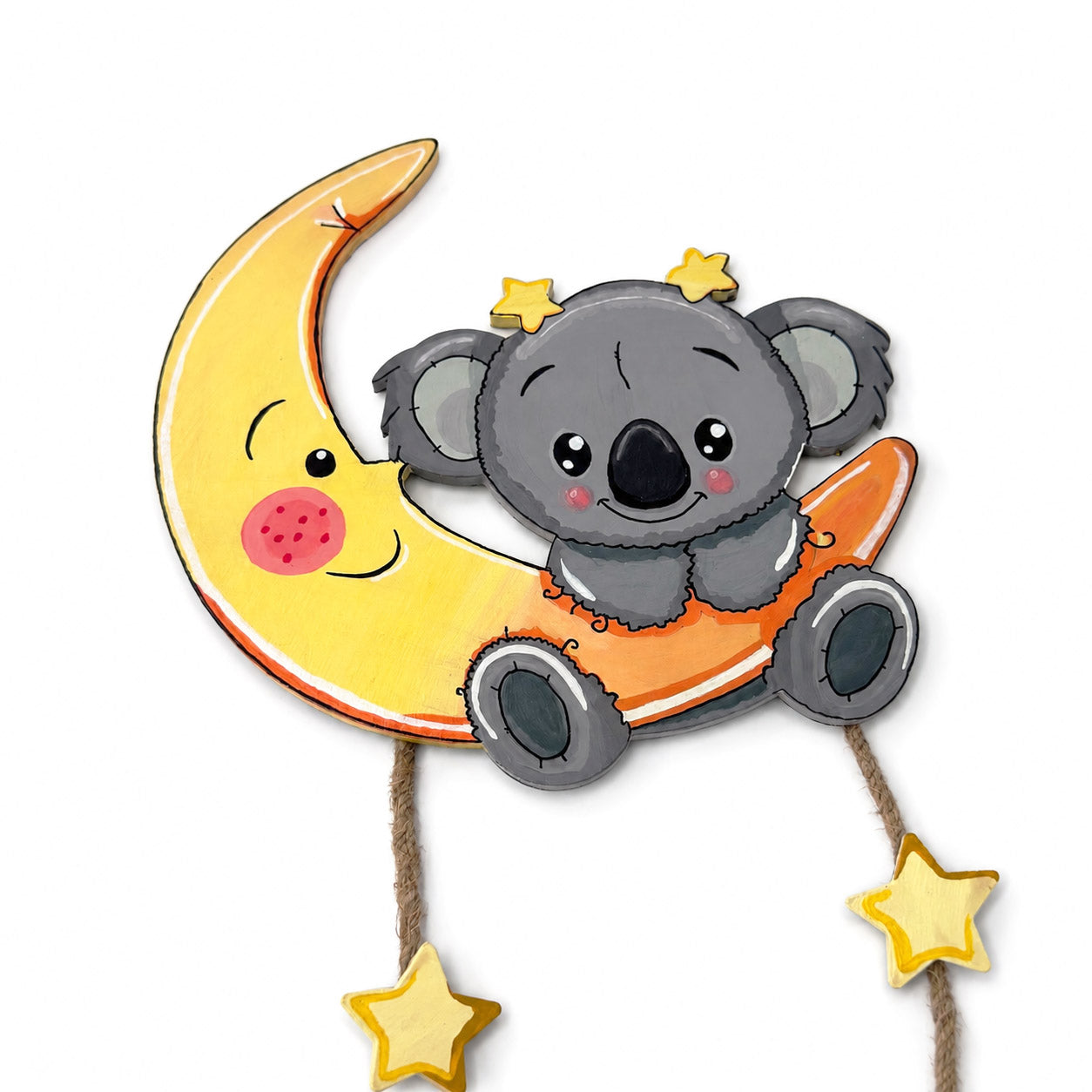 Koala Themed Hand-Painted Wooden Kids Name Plate - Design 1
