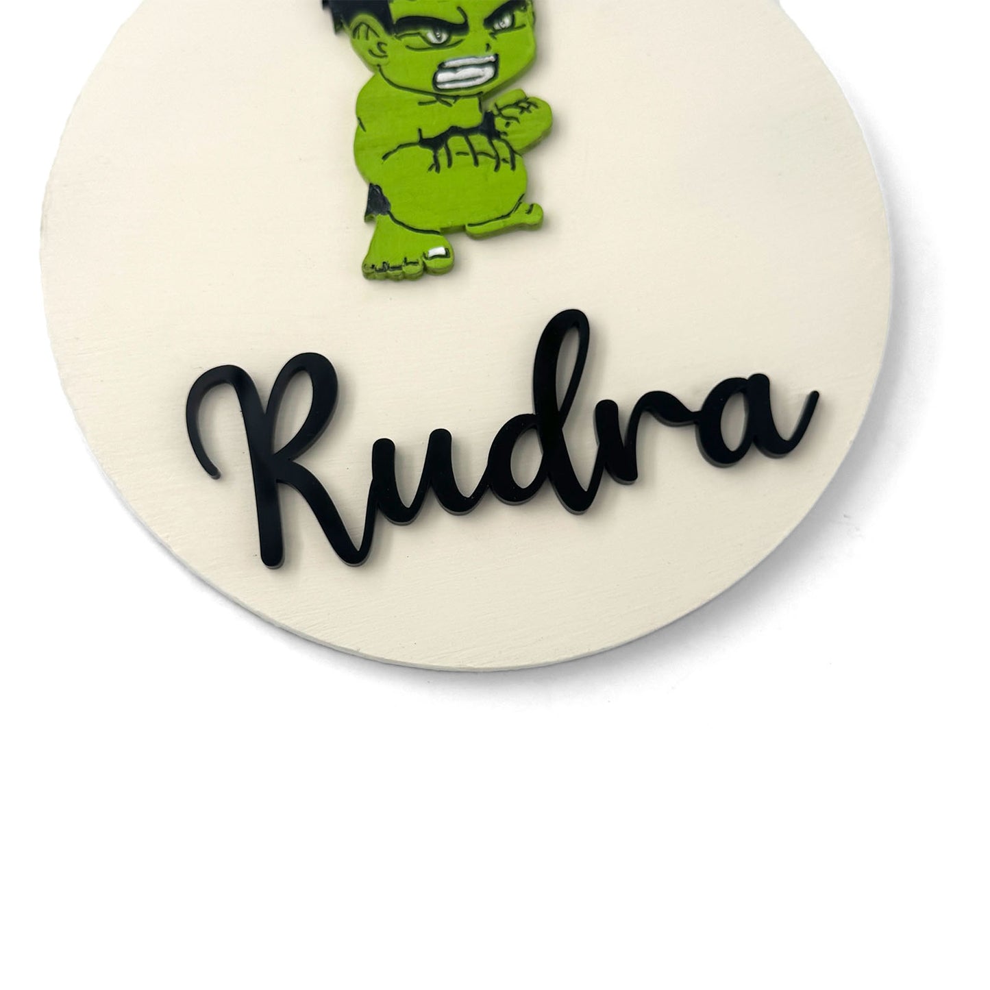 HulkThemed Hand-Painted Wooden Name Plate For Kids