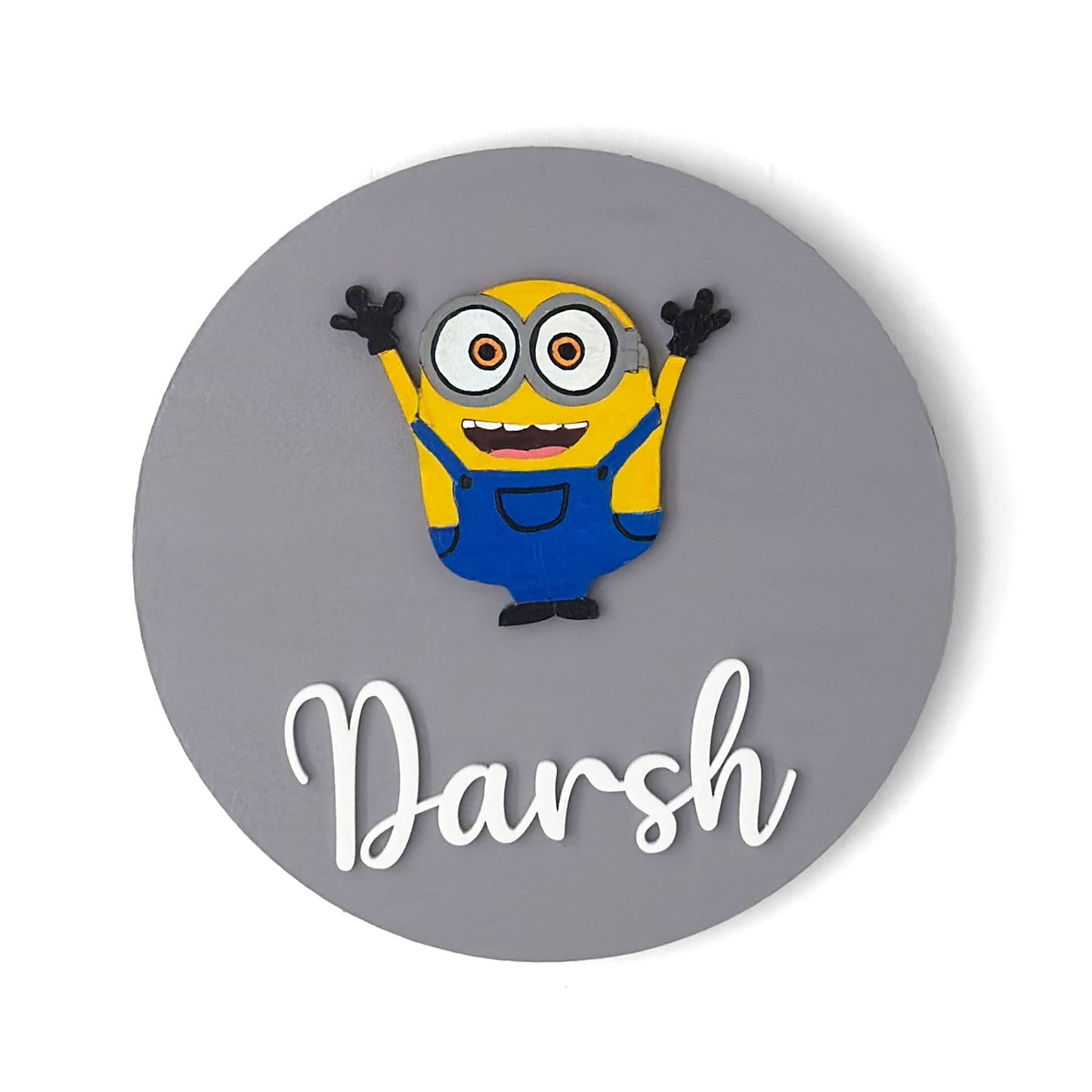 Minions Themed Hand-Painted Wooden Name Plate For Kids