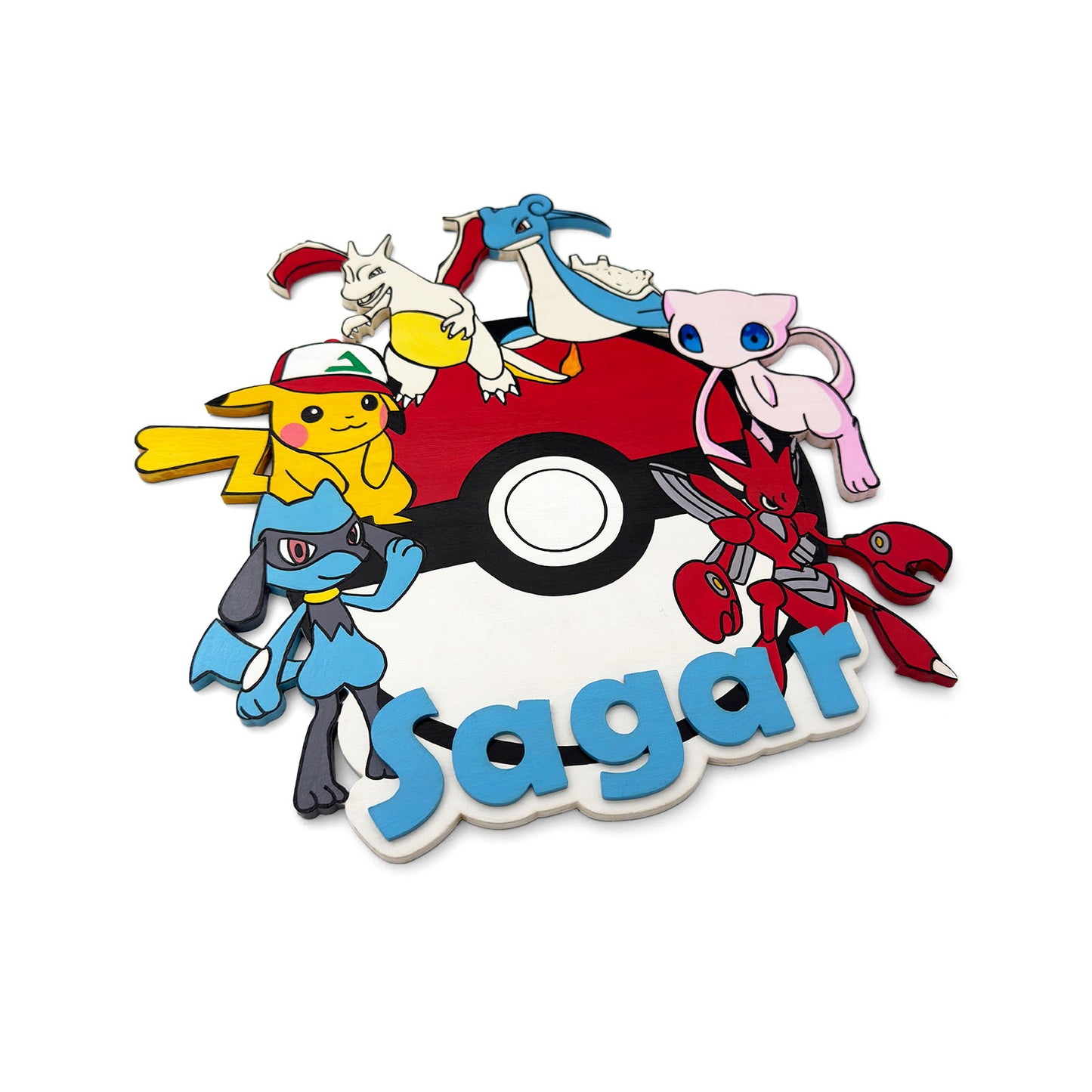 Pokemon Themed Hand-Painted Wooden Kids Name Plate