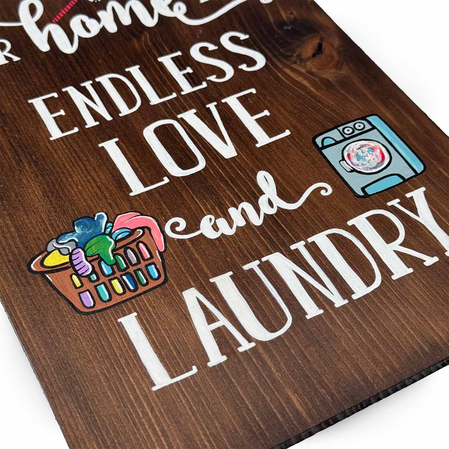 Endless Love & Laundry Hand-Painted Wooden Wall Hanging