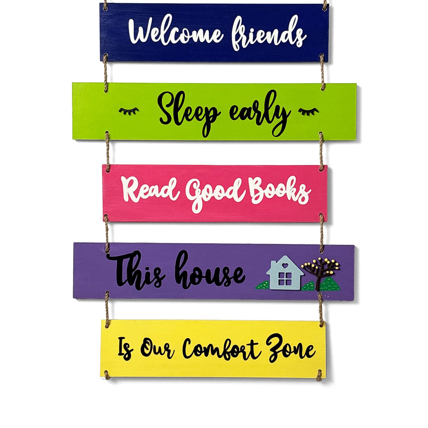 This House Is Our Comfort Zone Hand-Painted Wooden Plank Wall Hanging
