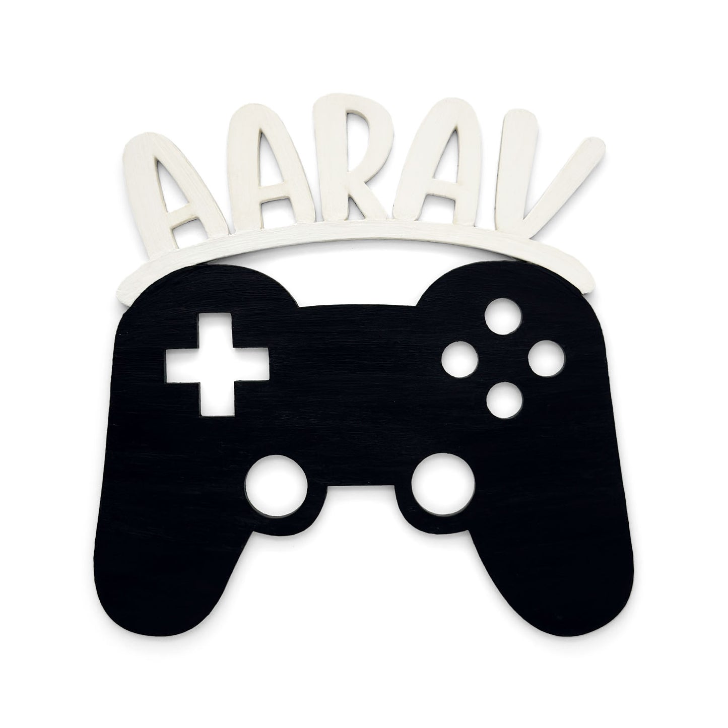 Joystick Themed Hand-Painted Wooden Kids Name Plate