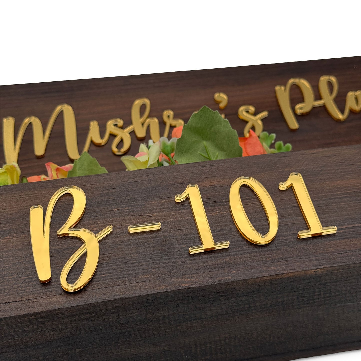 Rectangular Hand-Painted Wooden Planter Name Plate For Home - Wooden Finish