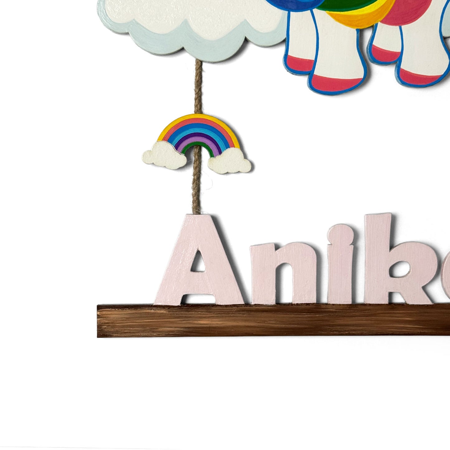 Unicorn Themed Hand-Painted Wooden Kids Name Plate - Design 3