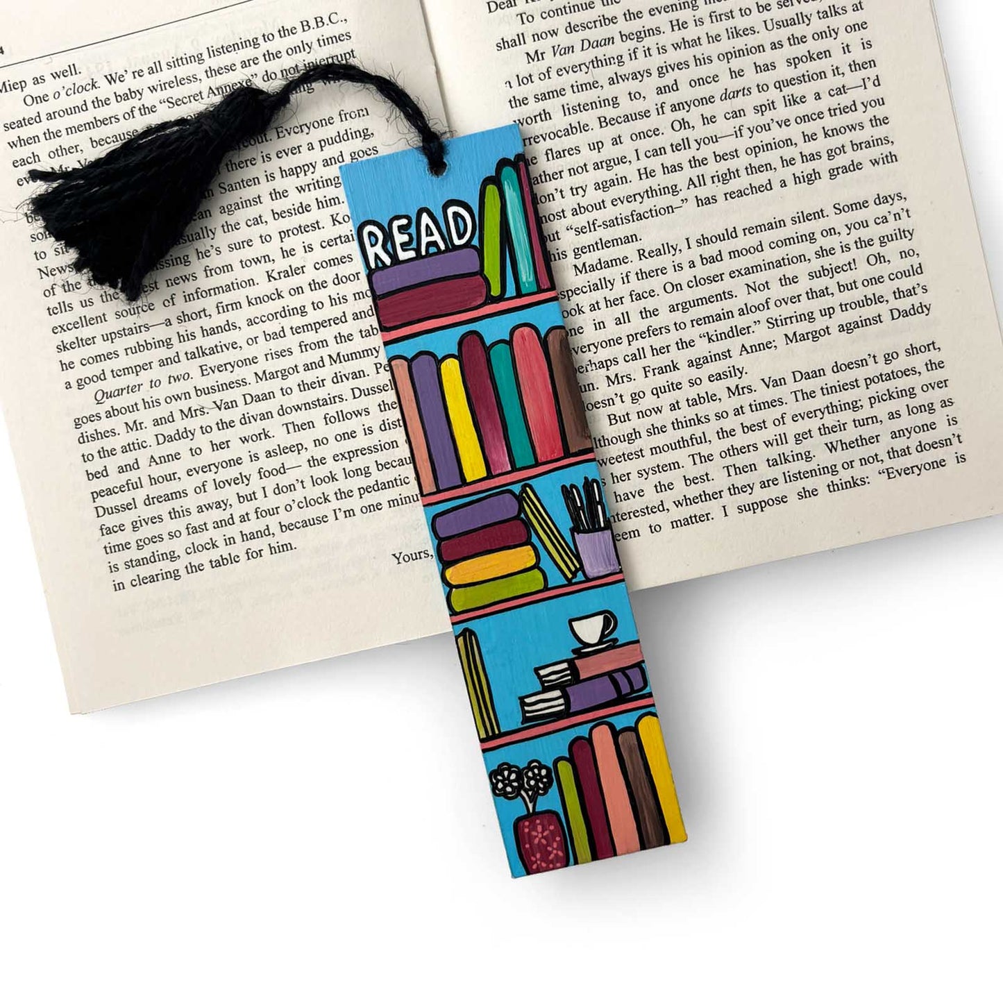 Hand-Painted Wooden Bookmark - Read