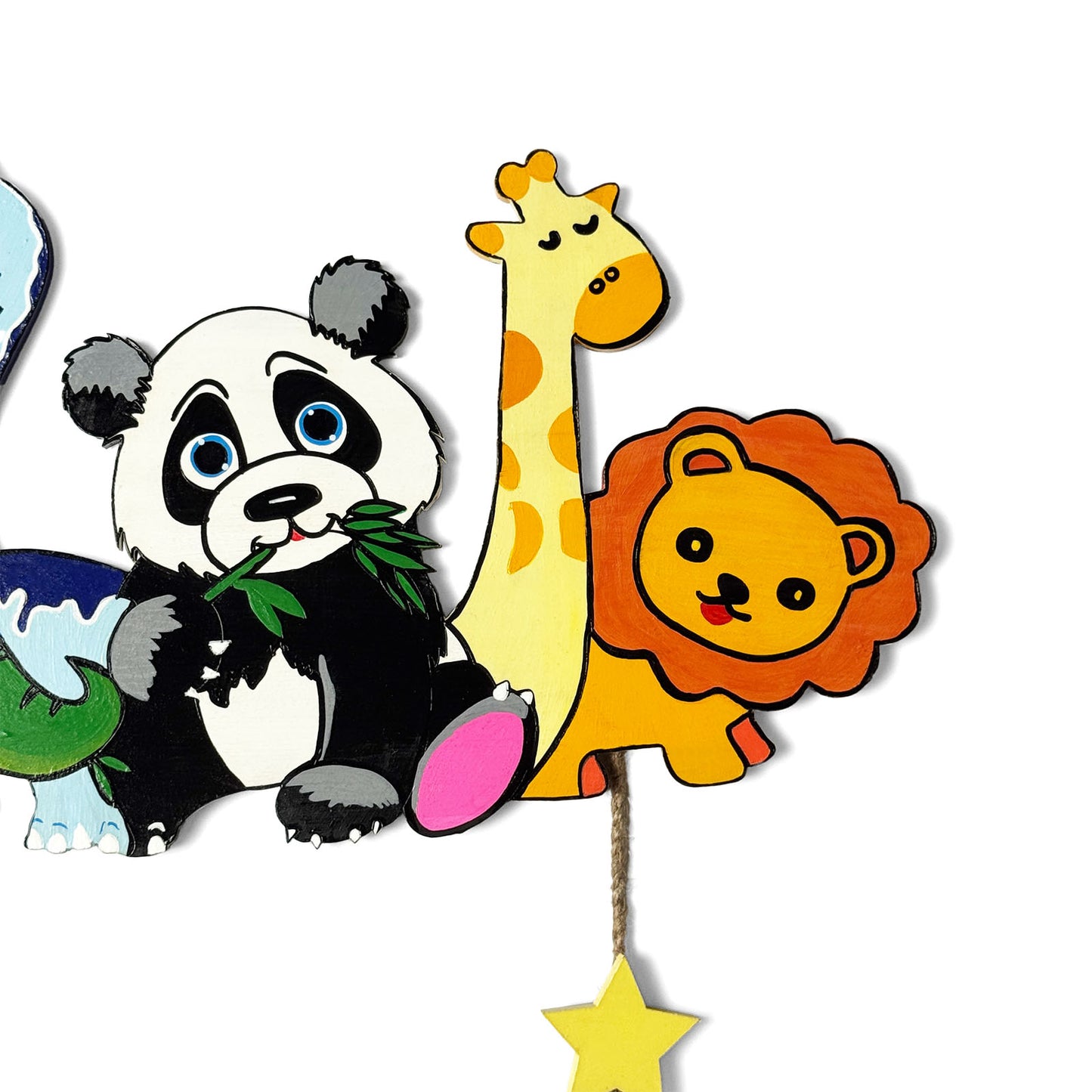 Animal and Dinosaur Themed  Hand-Painted Wooden Kids Name Plate