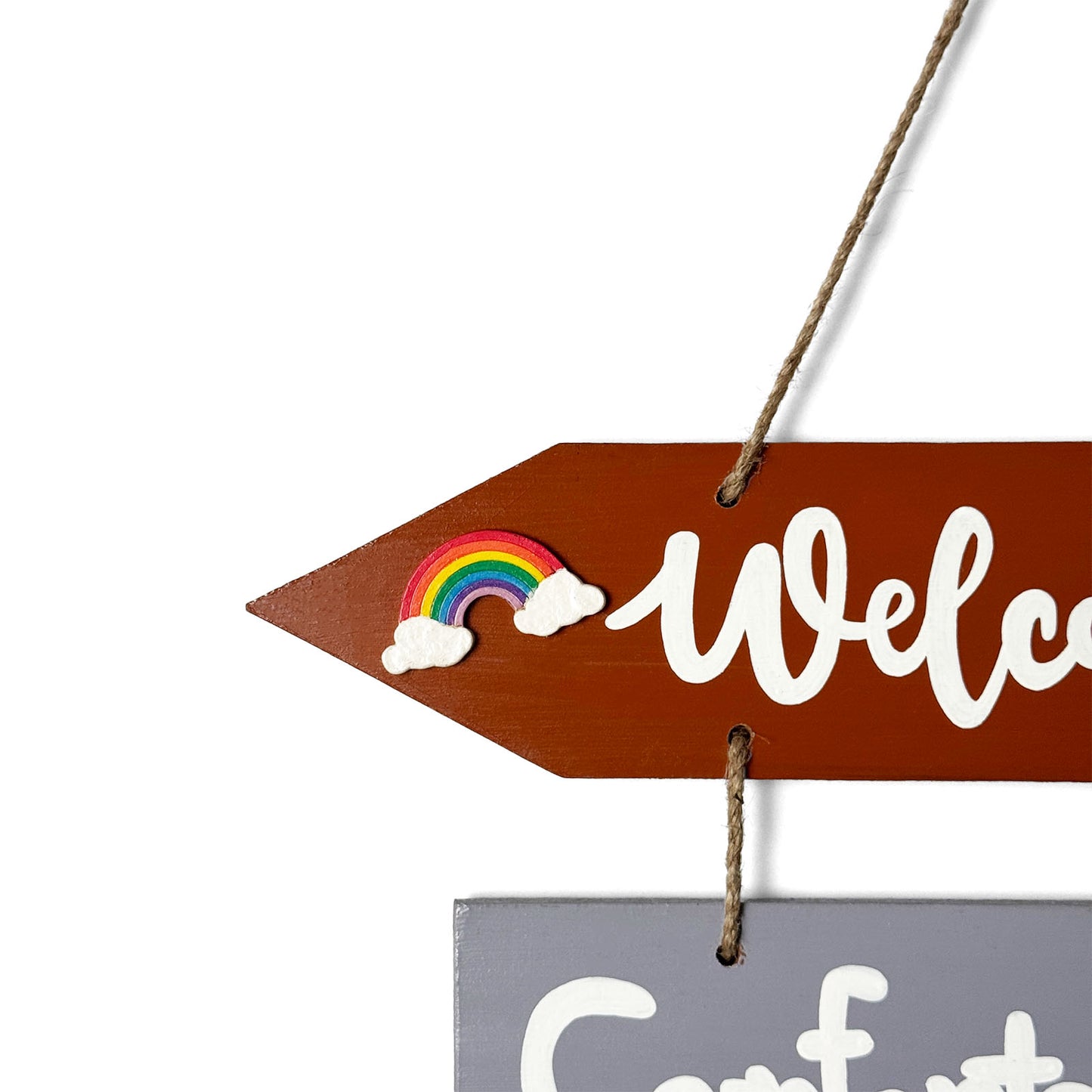 Welcome To Our Home Hand-Painted Wooden Arrow Plank Wall Hanging - Design 2