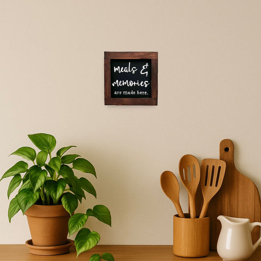 Meals And Memories Are Made Here Hand-Painted Wooden Kitchen Wall Frame