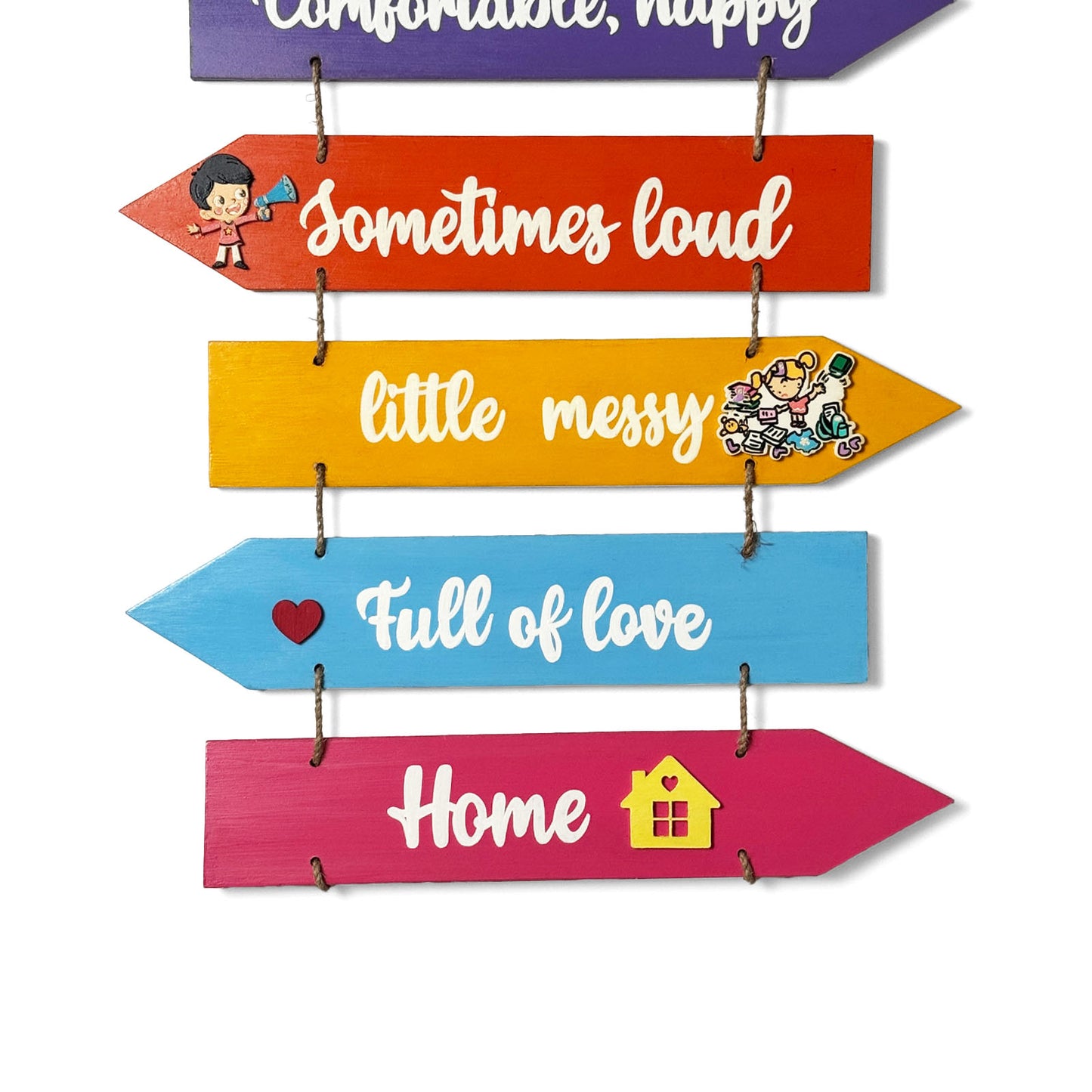 Welcome To Our Home Hand-Painted Wooden Arrow Plank Wall Hanging - Design 4