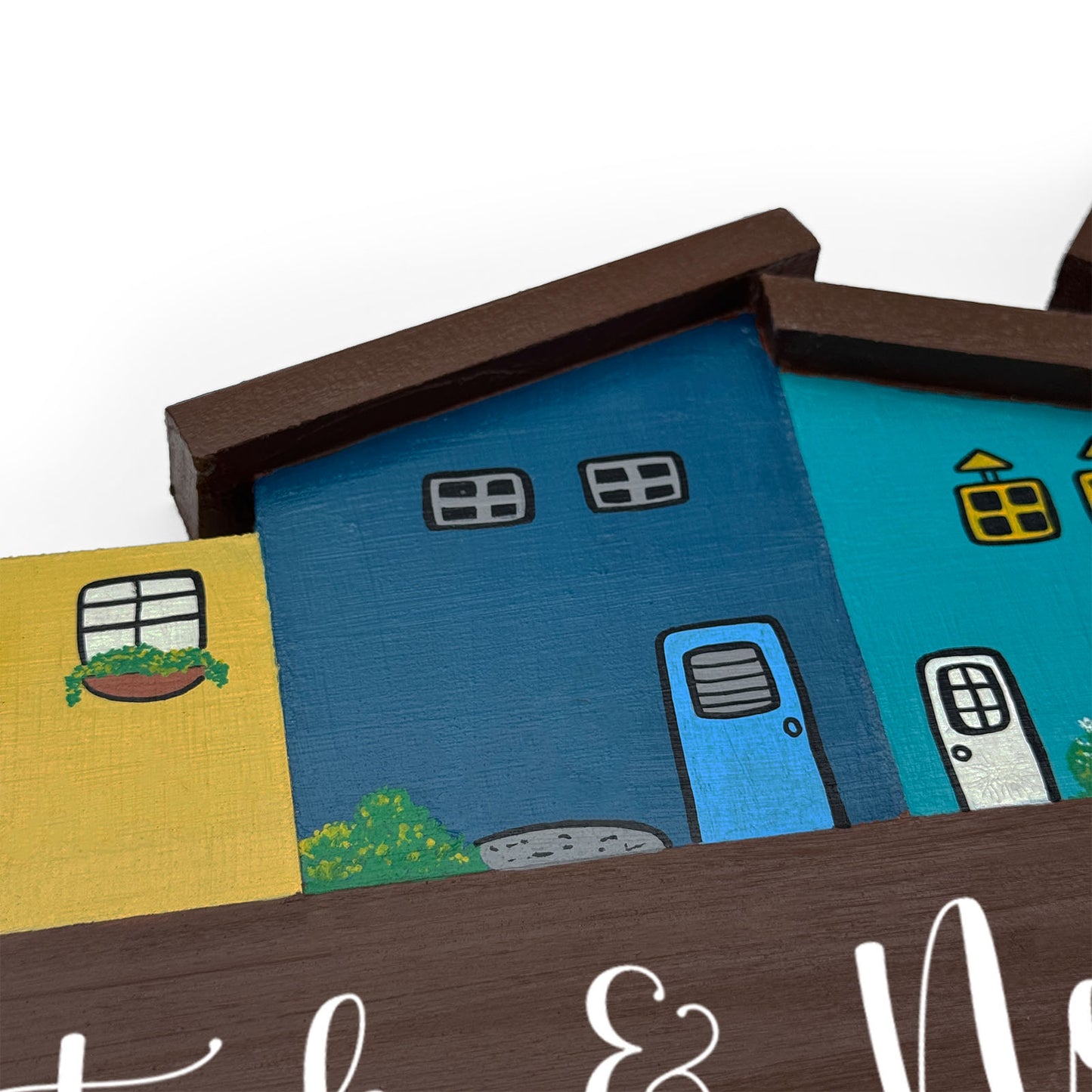 Hut-Shaped Hand-Painted Wooden Name Plate For Home - Hut Board Design 3