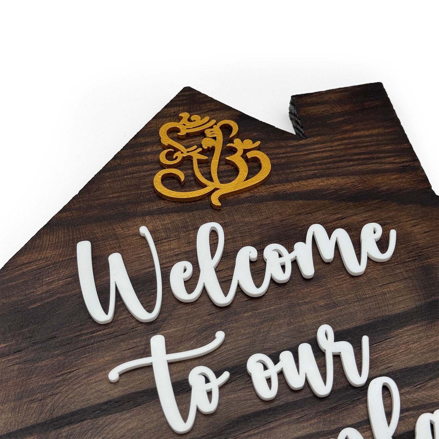 Hut-Shaped Hand-Painted Wooden Planter Name Plate For Home - Wooden Finish
