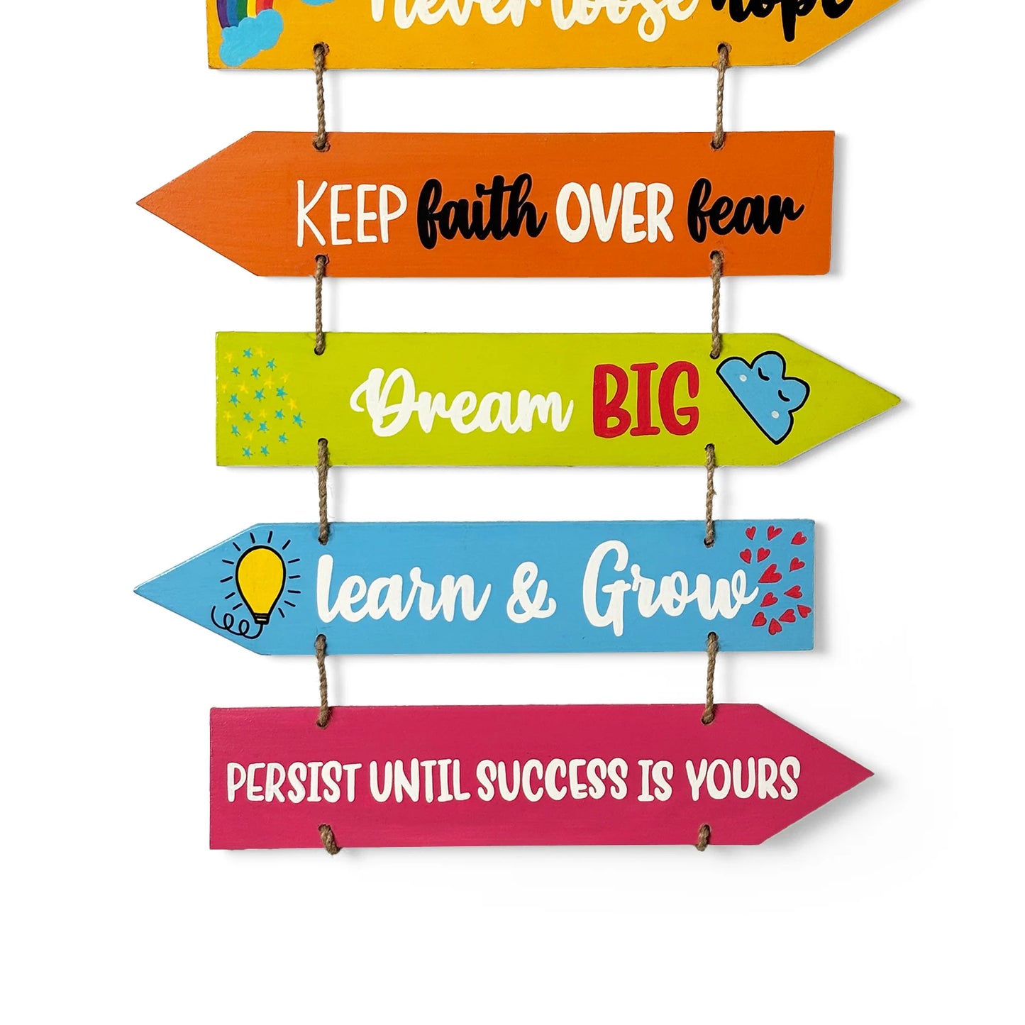 Motivational Quotes Hand-Painted Wooden Arrow Plank Wall Hanging - Design 2
