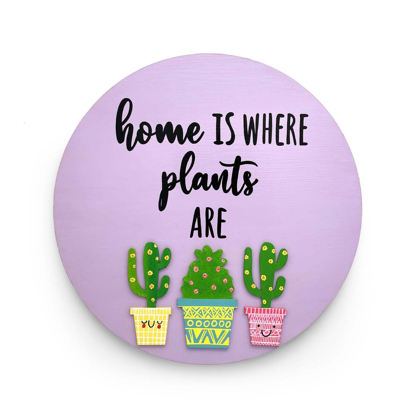 Home Is Where Plants Are Hand-Painted Wooden Wall Hanging