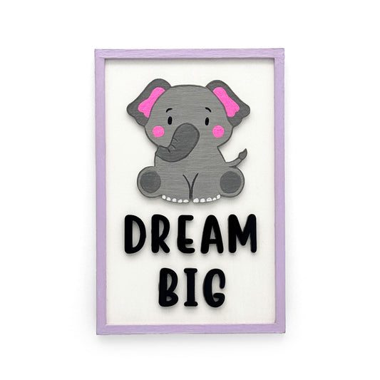 Dream Big Hand-Painted Wooden Kids Wall Frame - Light Purple