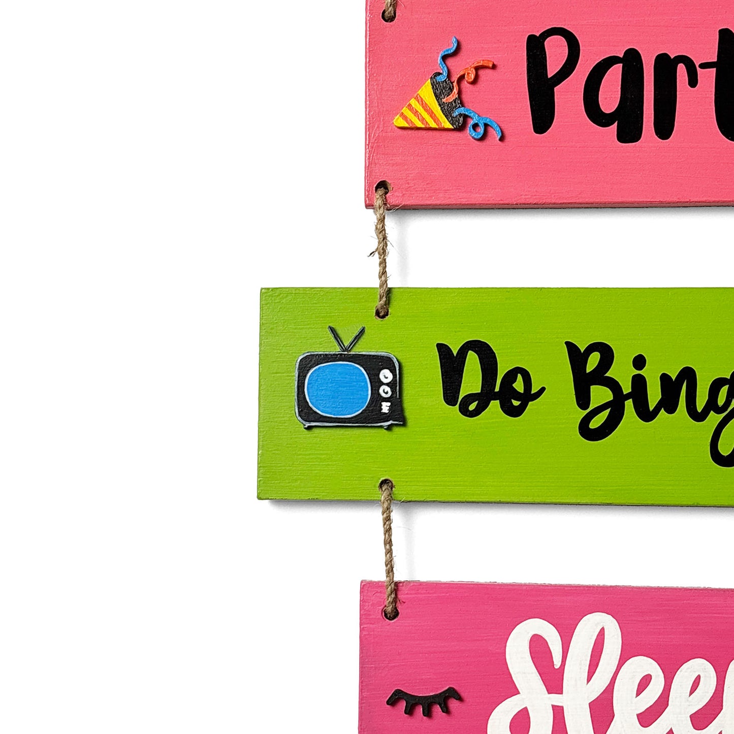 In This Room We Hand-Painted Wooden Plank Wall Hanging