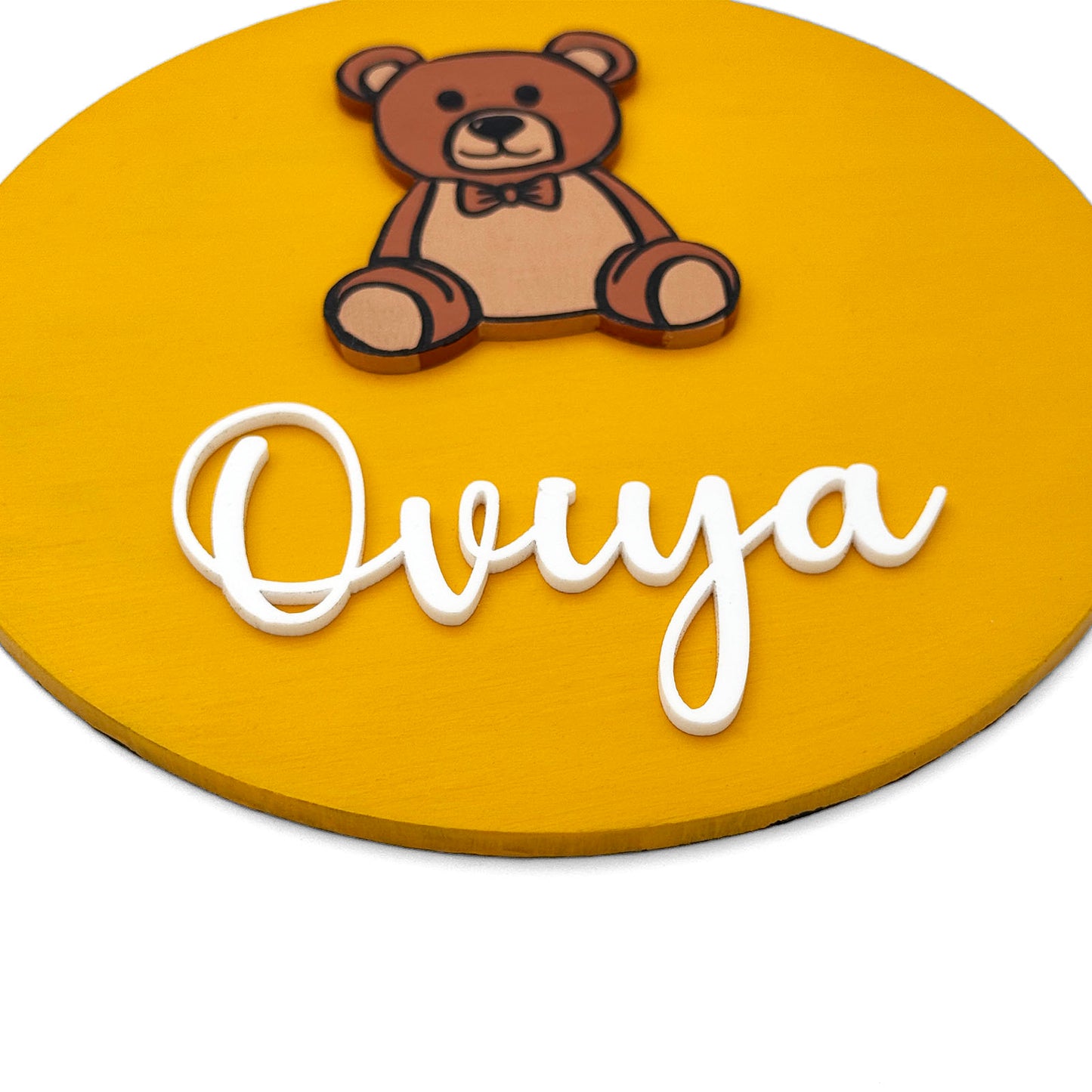 Teddy Bear Themed Hand-Painted Wooden Mini Kids Name Plate