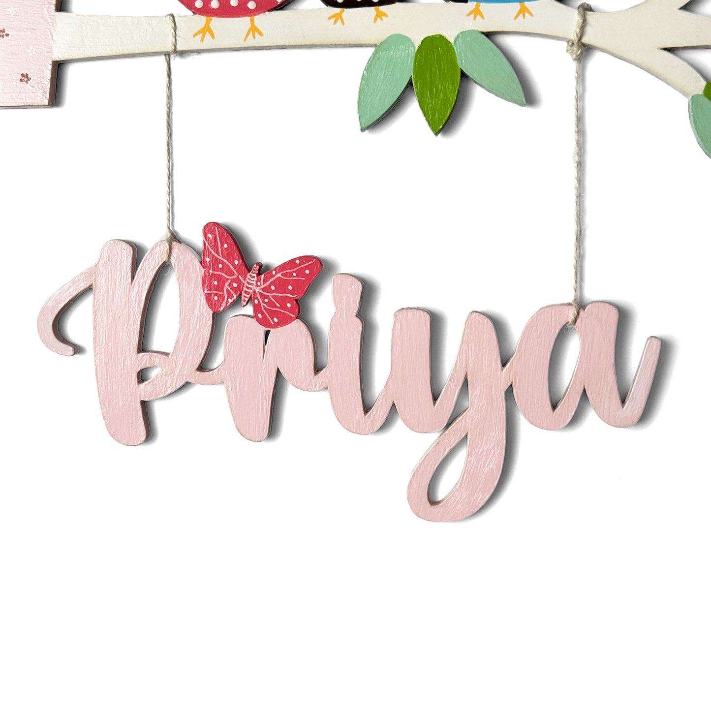 Owl Themed Hand-Painted Wooden Kids Name Plate