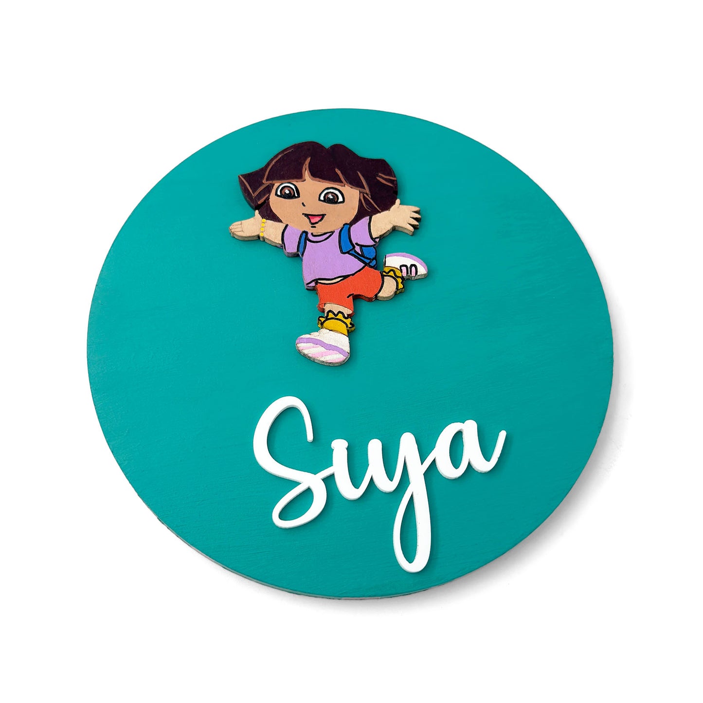 Dora The Explorer Themed Hand-Painted Wooden Name Plate For Kids
