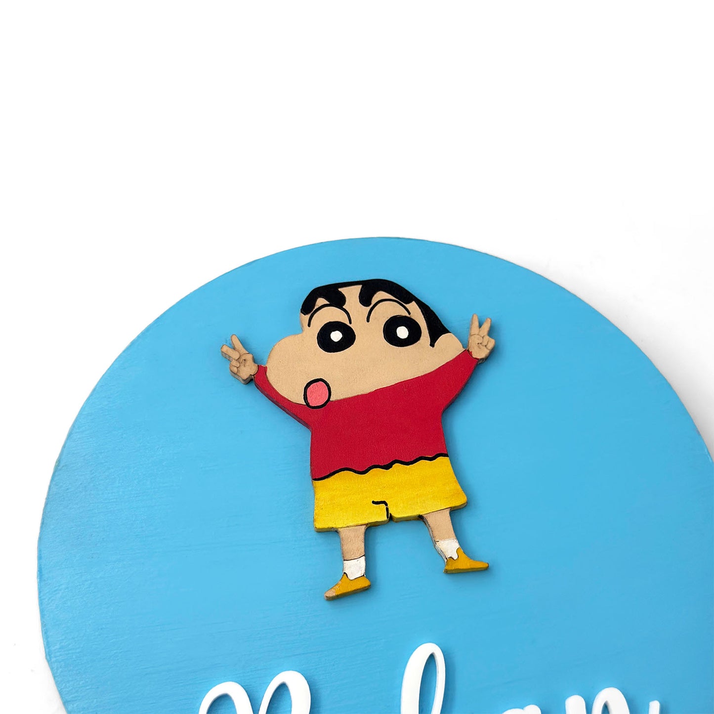 Shin-Chan Themed Hand-Painted Wooden Name Plate For Kids