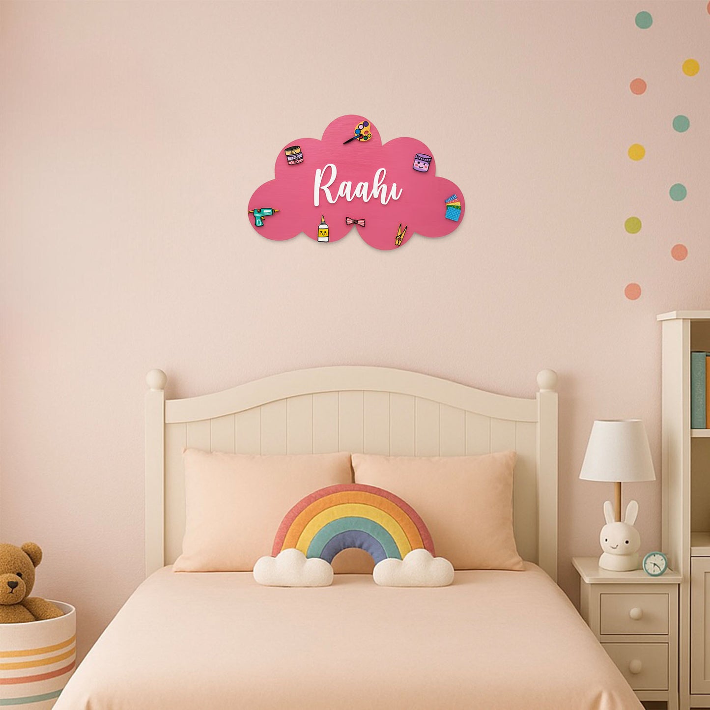 Crafts Themed Hand-Painted Wooden Kids Name Plate