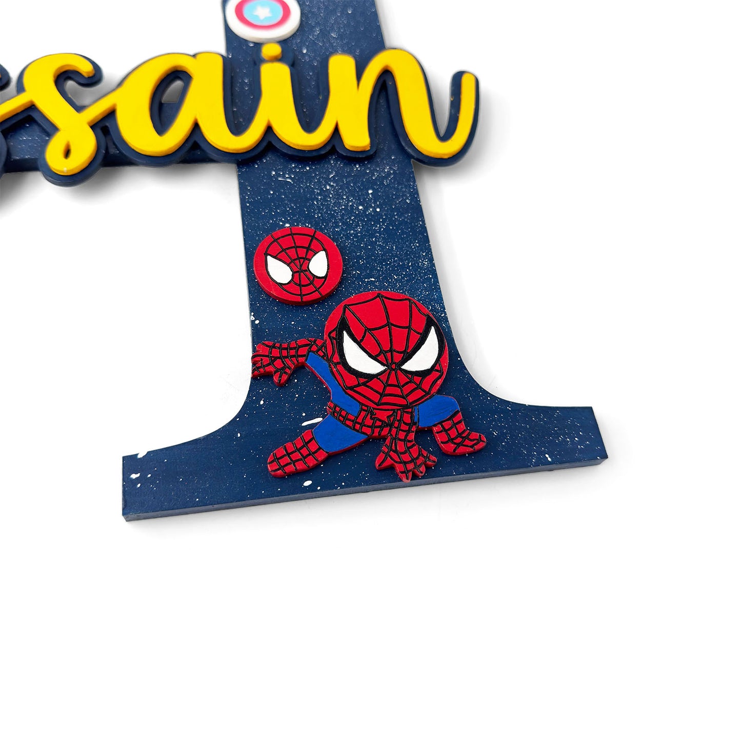Superheroes Avengers Themed Layered Alphabet Initial Hand-Painted Wooden Kids Name Plate - Design 1