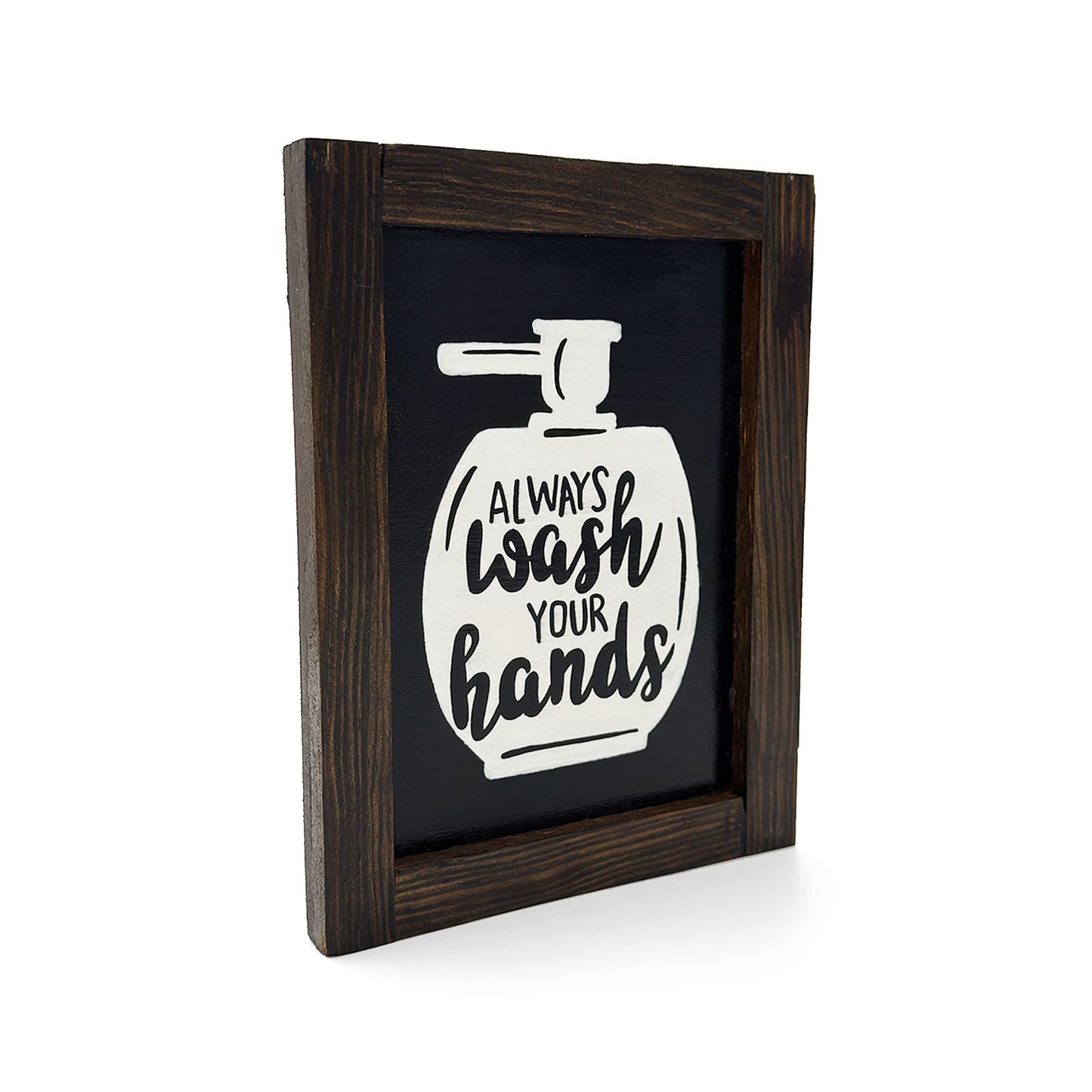 Always Wash Your Hands Hand-Painted Wooden Washroom Frame
