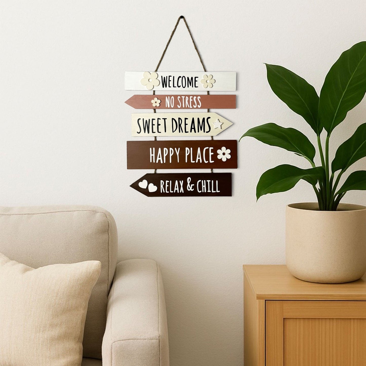 Welcome Hand-Painted Wooden Plank Wall Hanging