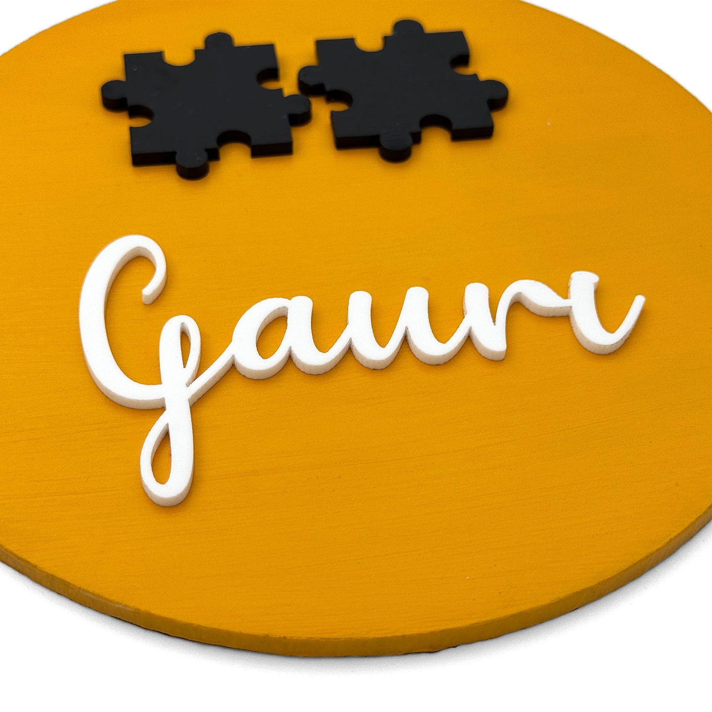 Puzzle  Themed Hand-Painted Wooden Mini Kids Name Plate