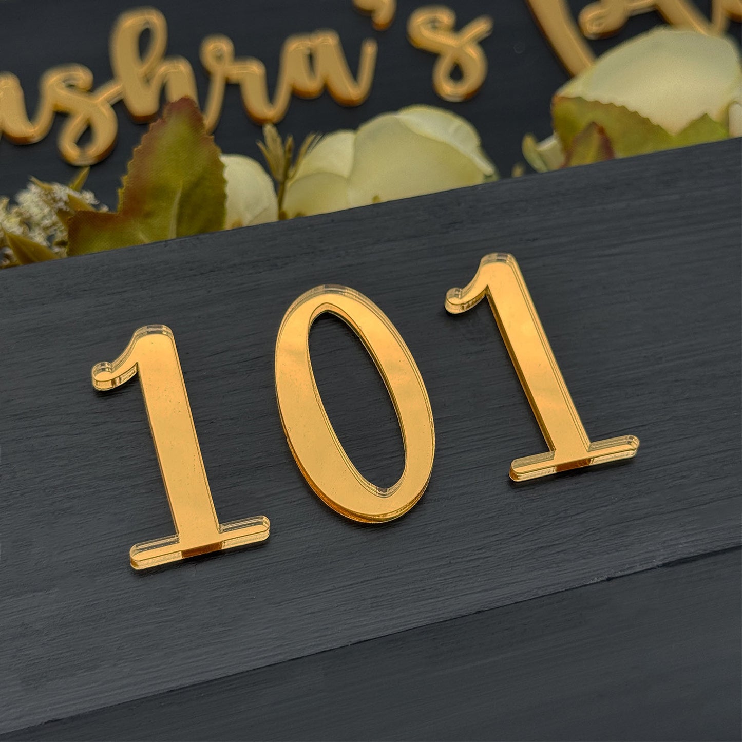 Rectangular Hand-Painted Wooden Planter Name Plate For Home - Black