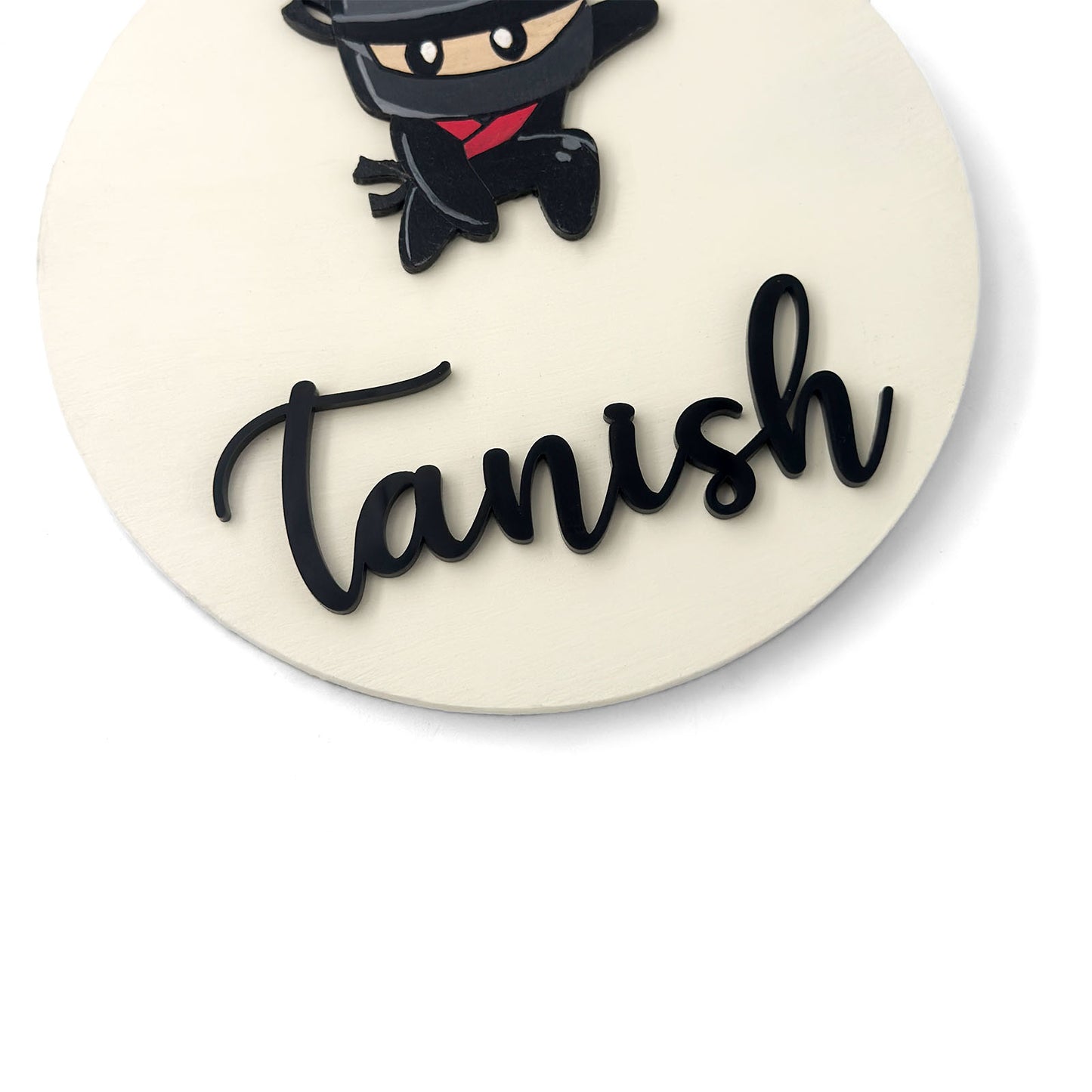Ninja Themed Hand-Painted Wooden Name Plate For Kids