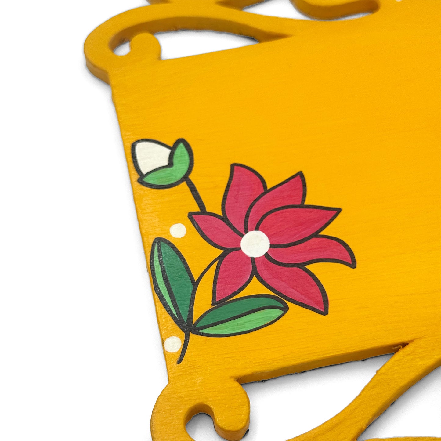 Lotus Artwork Hand-Painted Wooden Madhubani Name Plate For Home