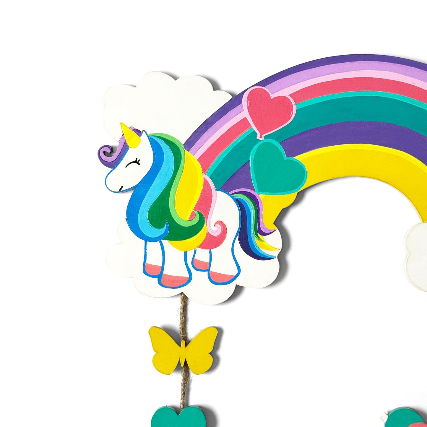 Unicorn Themed Hand-Painted Wooden Kids Name Plate - Design 2