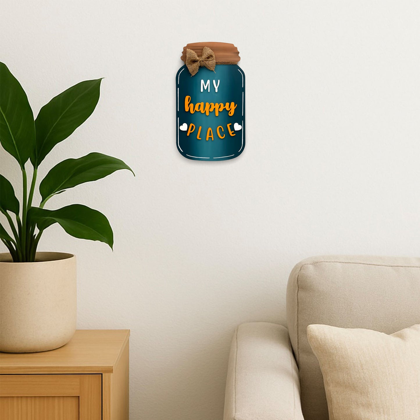 My Happy Place Hand-Painted Wooden Jar Wall Hanging