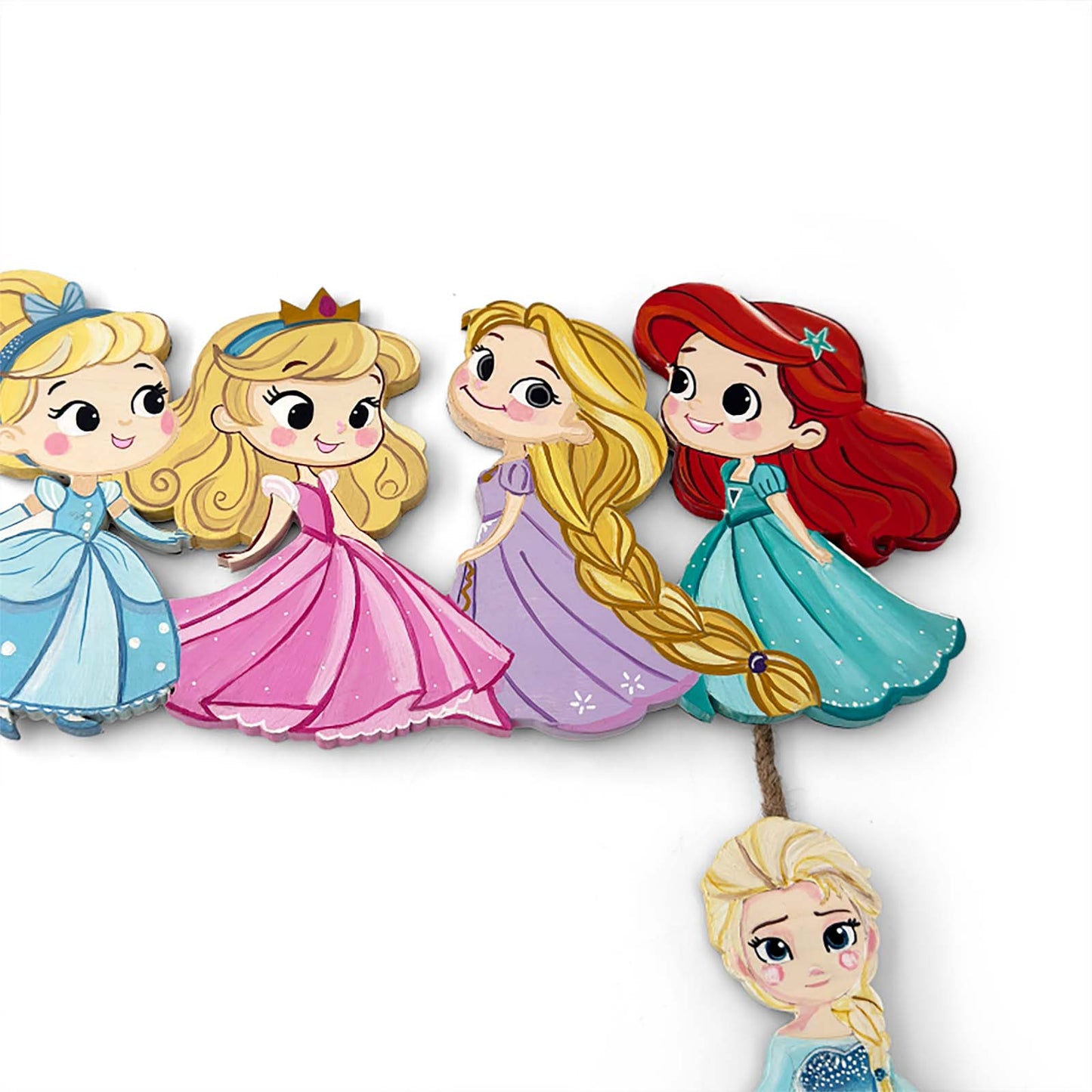 Disney Princess Themed Hand-Painted Wooden Kids Name Plate - Design 1