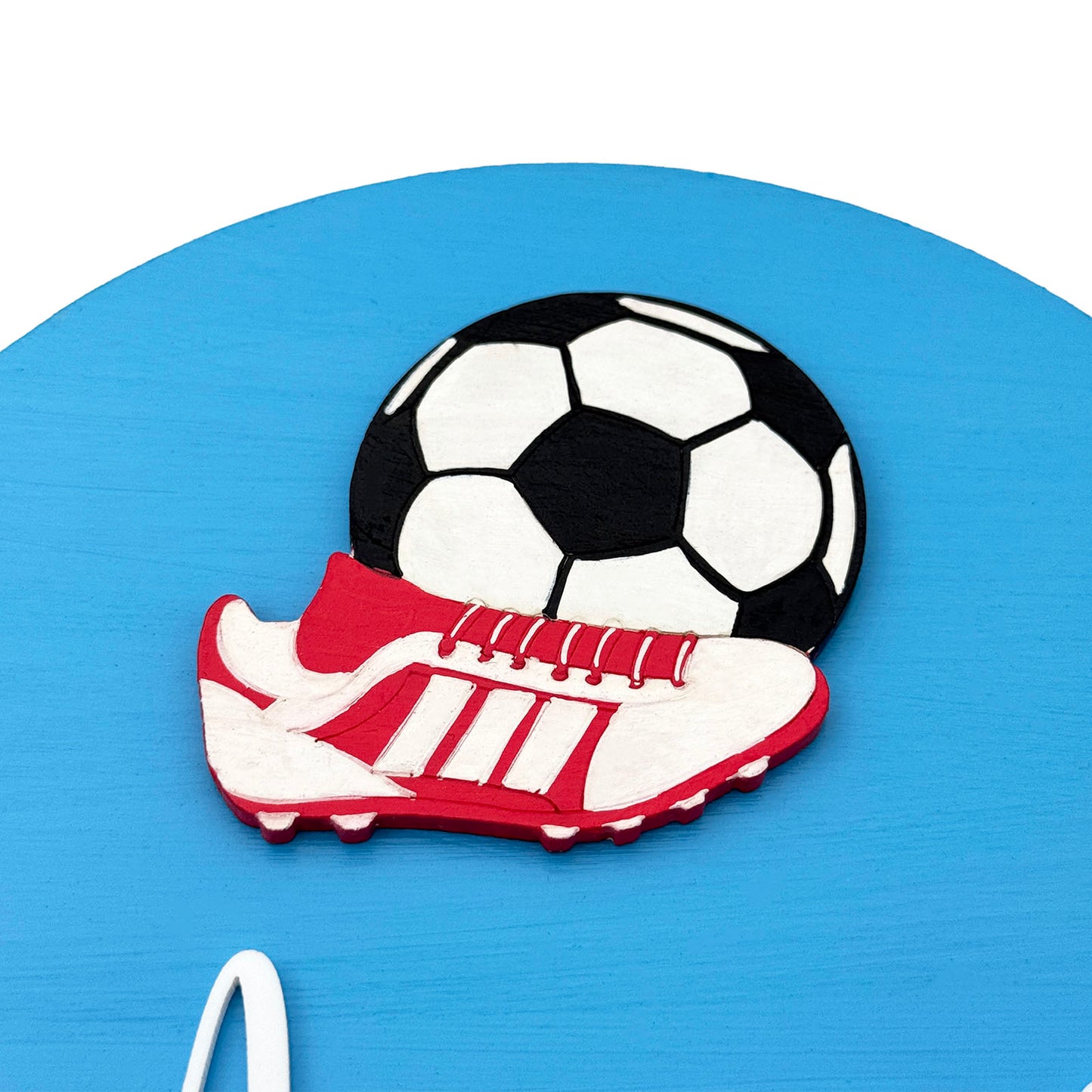 Football Themed Hand-Painted Wooden Mini Kids Name Plate
