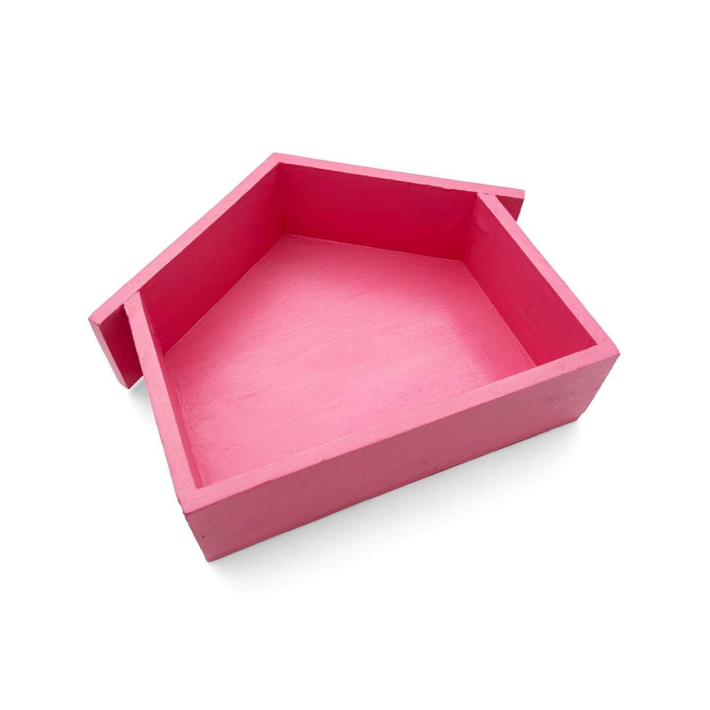 Hut Shaped Hand-Painted Wooden Wall Shelf - Pink