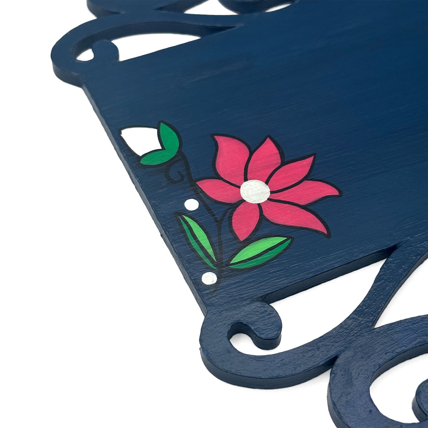 Lotus Artwork Hand-Painted Wooden Madhubani Name Plate For Home