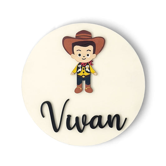 Toy Story Woody Themed Hand-Painted Wooden Name Plate For Kids