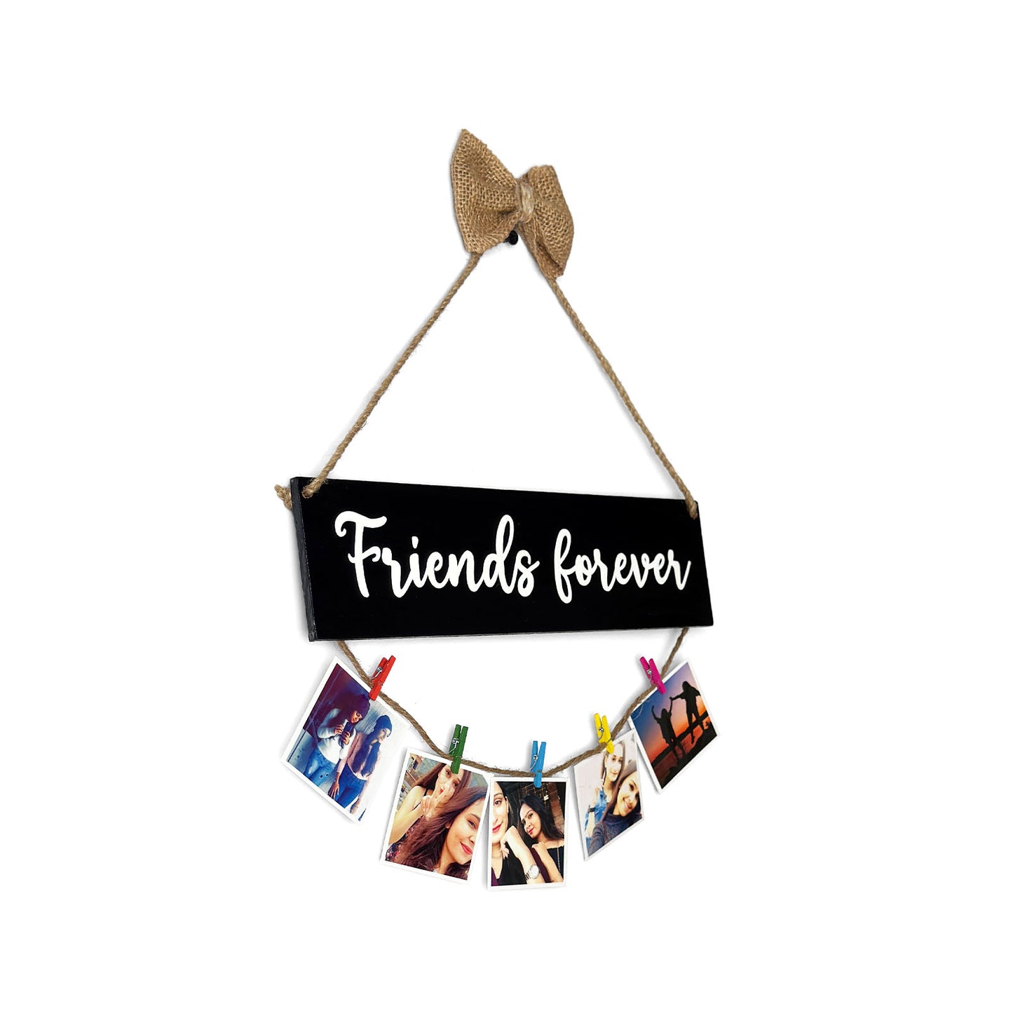 Friends Forever Hand-Painted Wooden Photo Holder - Black