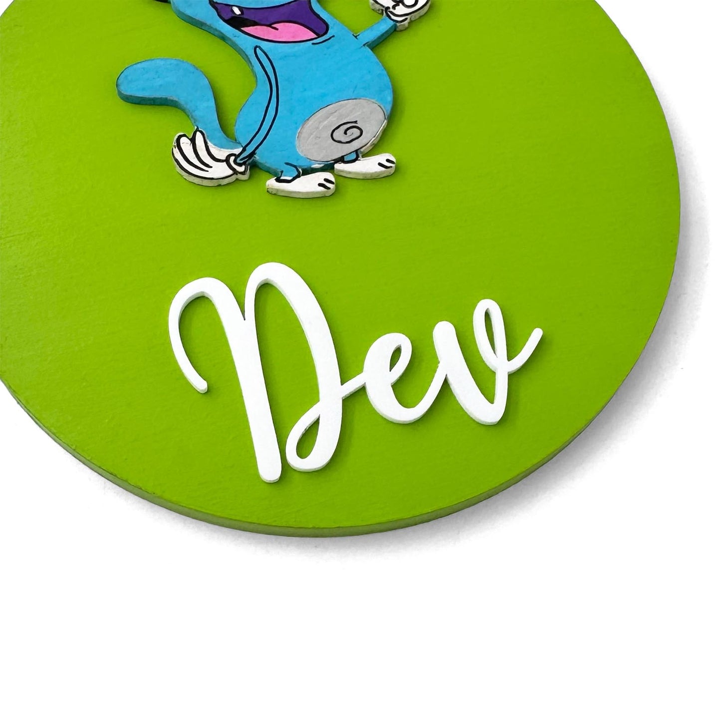 Oggy And The Cockroaches Themed Hand-Painted Wooden Name Plate For Kids