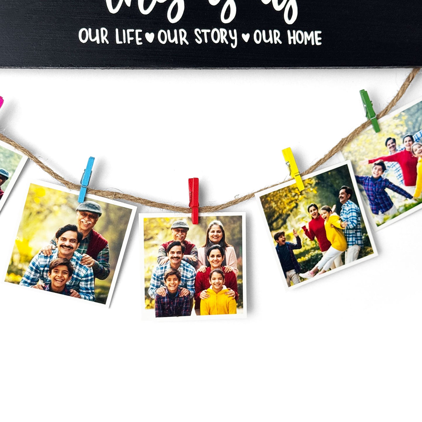 This Is Us Hand-Painted Wooden Photo Holder With Bow - Black