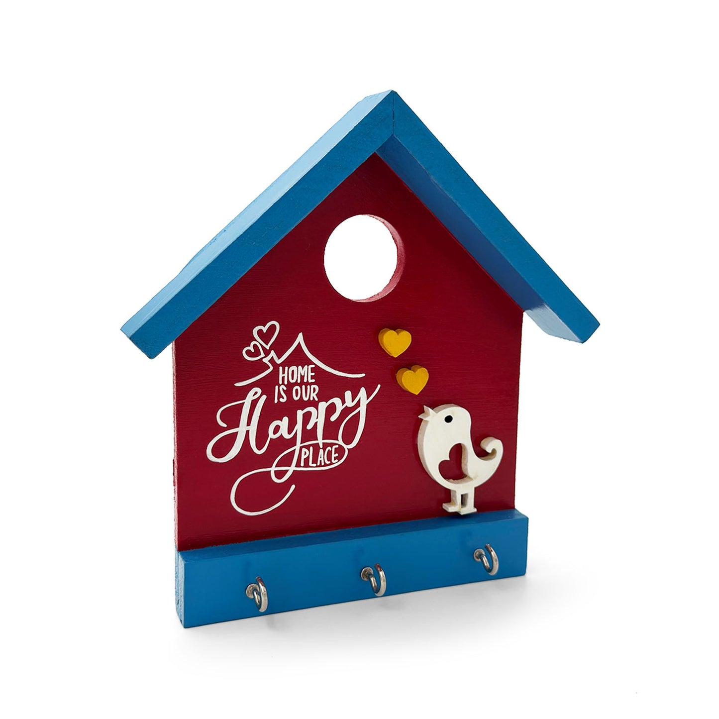 Hand-Painted Wooden Hut Key Holder -  Home Is Our Happy Place