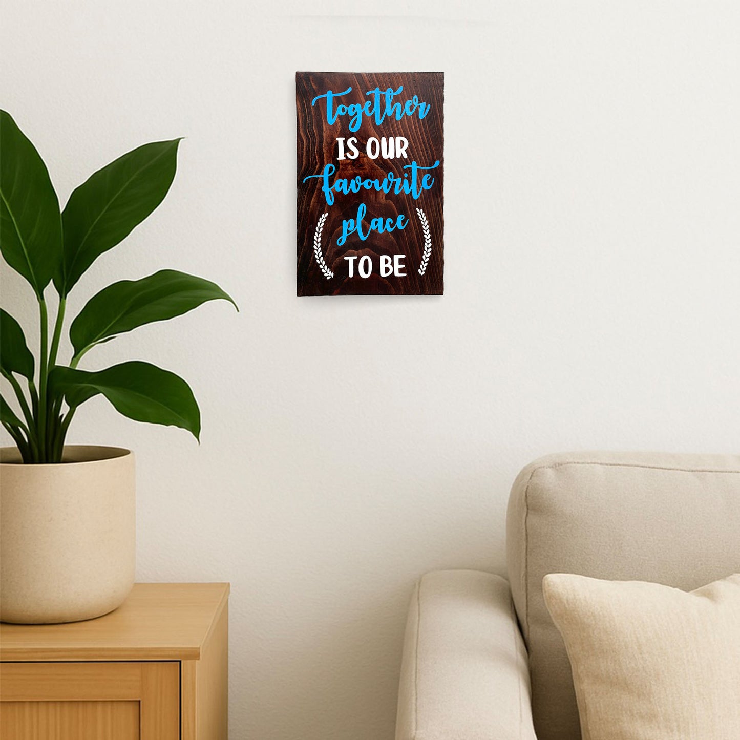 Together Is Our Favourite Place Hand-Painted Wooden Wall Hanging