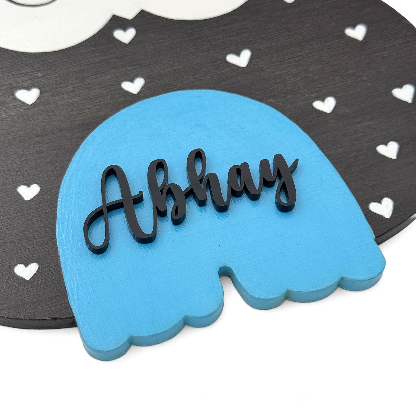 Owl Themed Hand-Painted Wooden Kids Name Plate - Plum