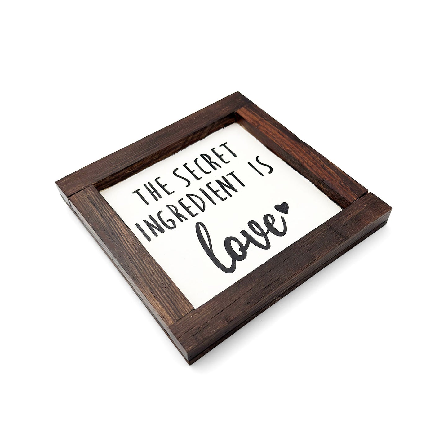 The Secret Ingredient Is Love  Hand-Painted Wooden Kitchen Wall Frame - Wooden Finish