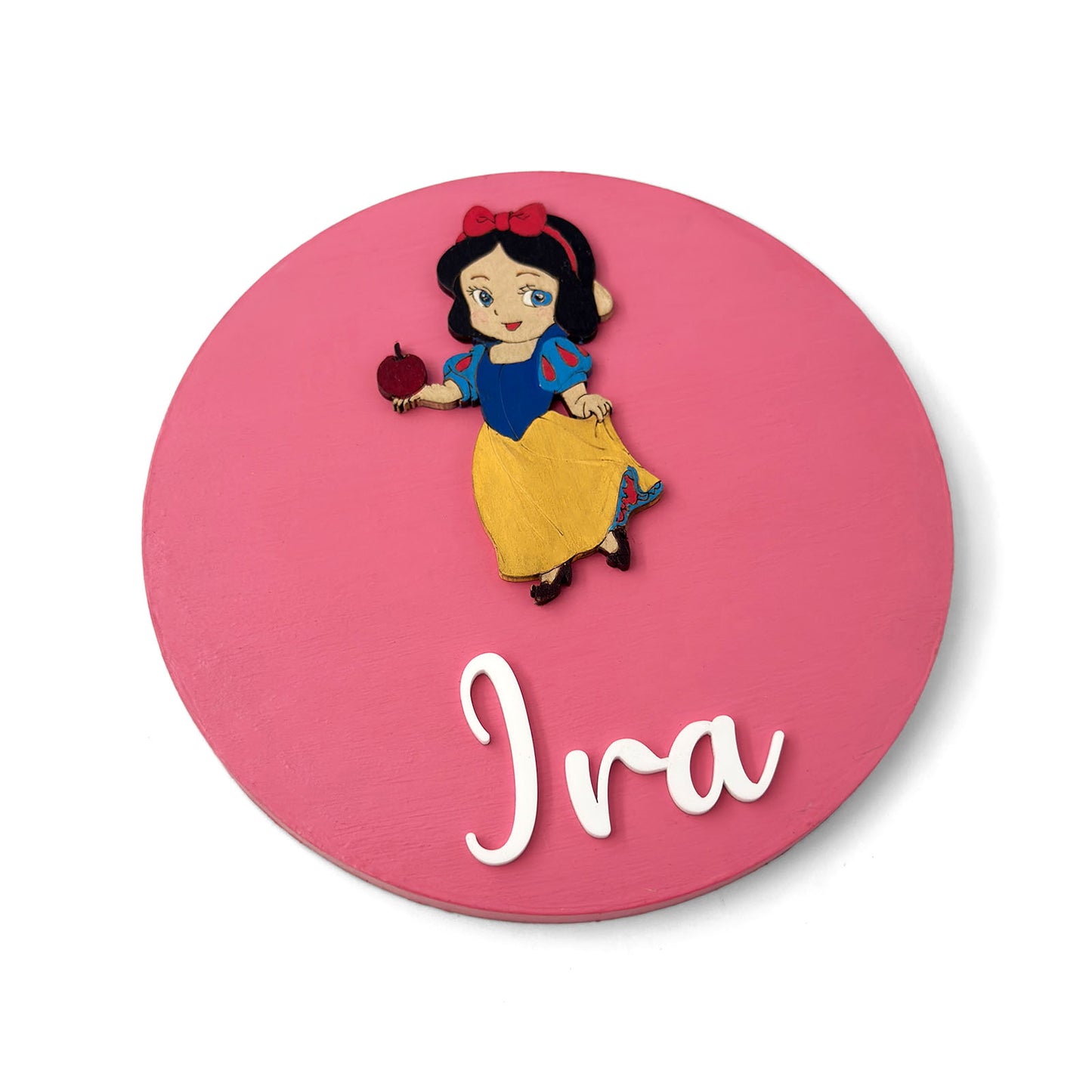 Disney Princess Snow White Themed Hand-Painted Wooden Name Plate For Kids